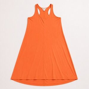 Athleta Womens Orange Racerback Journey Dress Sleeveless High Low Hem Size Small